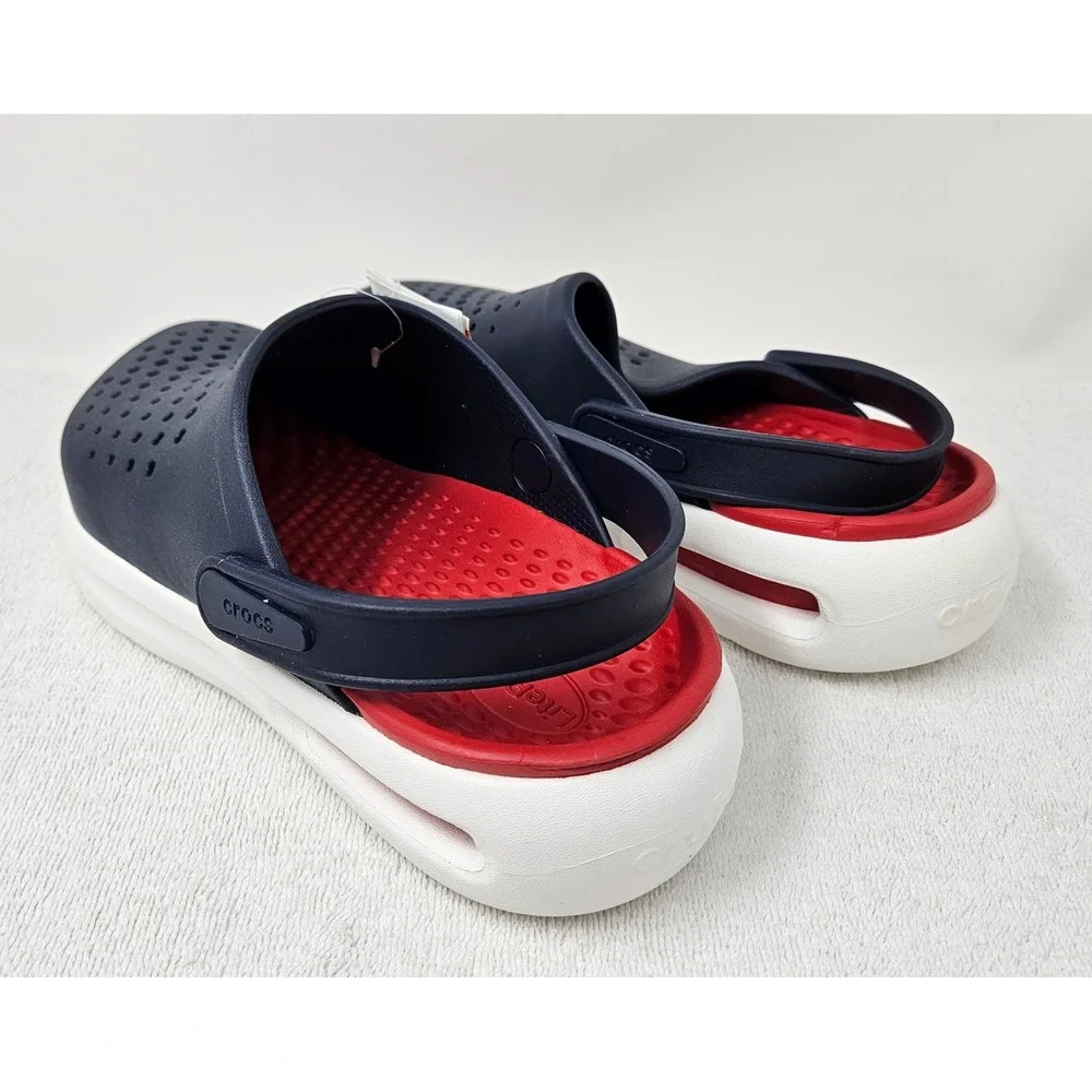 Crocs InMotion Clogs Red/Navy/White, 209964, Men's 5/Women's 7, New w/Blemish